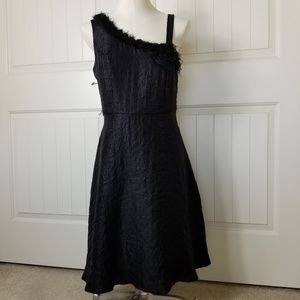 Another Thyme One Shoulder Black Dress Rosettes 8